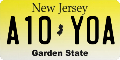 NJ license plate A10YOA