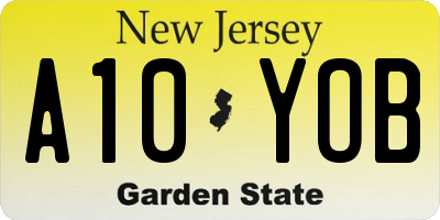 NJ license plate A10YOB
