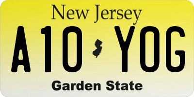 NJ license plate A10YOG