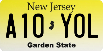 NJ license plate A10YOL