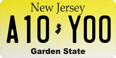 NJ license plate A10YOO