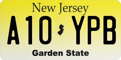 NJ license plate A10YPB