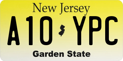 NJ license plate A10YPC