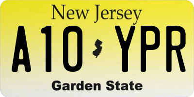 NJ license plate A10YPR