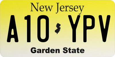 NJ license plate A10YPV