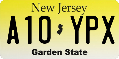 NJ license plate A10YPX
