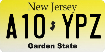 NJ license plate A10YPZ