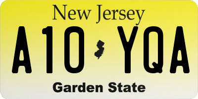 NJ license plate A10YQA