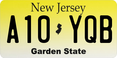 NJ license plate A10YQB