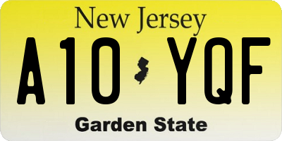 NJ license plate A10YQF