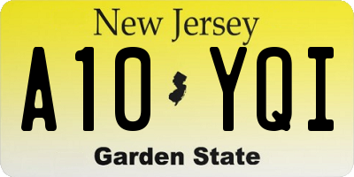 NJ license plate A10YQI