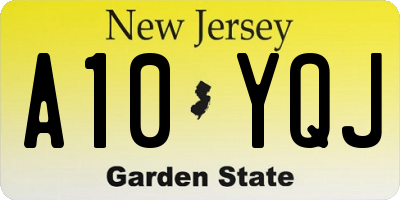 NJ license plate A10YQJ