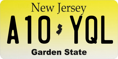 NJ license plate A10YQL