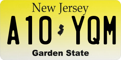 NJ license plate A10YQM