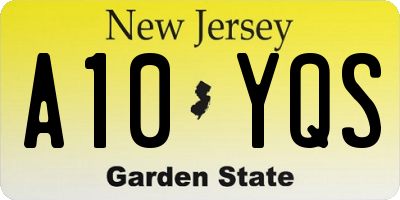 NJ license plate A10YQS