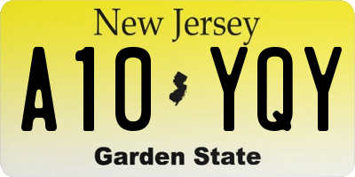 NJ license plate A10YQY