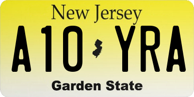NJ license plate A10YRA