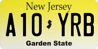NJ license plate A10YRB