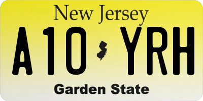 NJ license plate A10YRH