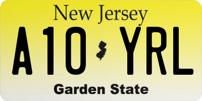 NJ license plate A10YRL