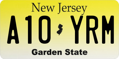 NJ license plate A10YRM