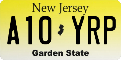 NJ license plate A10YRP