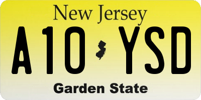 NJ license plate A10YSD
