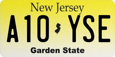 NJ license plate A10YSE