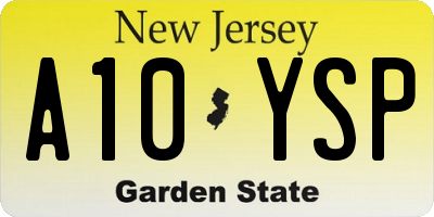 NJ license plate A10YSP