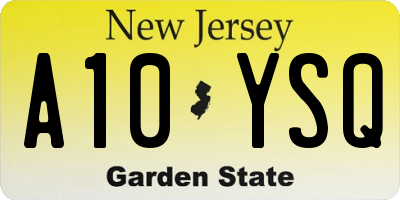 NJ license plate A10YSQ