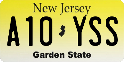 NJ license plate A10YSS