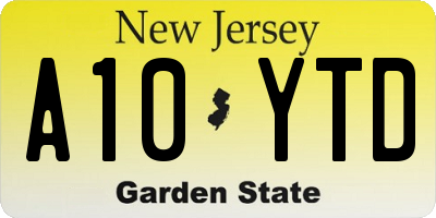 NJ license plate A10YTD