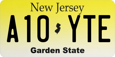 NJ license plate A10YTE