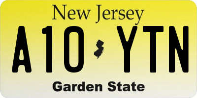 NJ license plate A10YTN