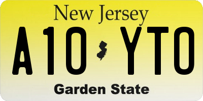 NJ license plate A10YTO
