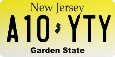 NJ license plate A10YTY