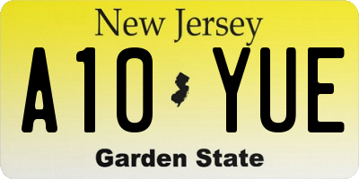 NJ license plate A10YUE