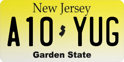 NJ license plate A10YUG
