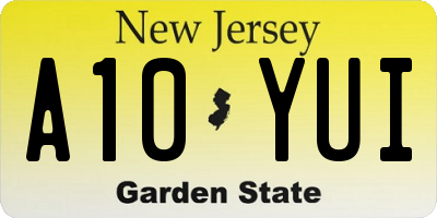 NJ license plate A10YUI