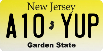 NJ license plate A10YUP