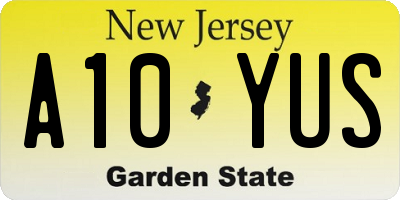NJ license plate A10YUS
