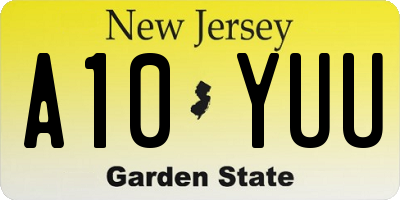 NJ license plate A10YUU