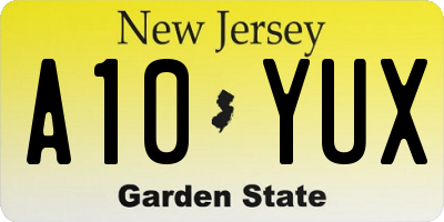 NJ license plate A10YUX