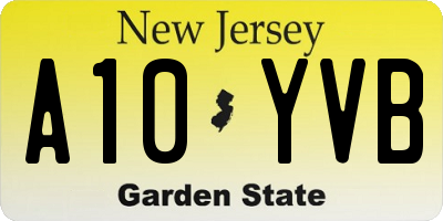 NJ license plate A10YVB