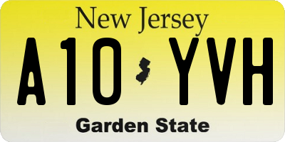NJ license plate A10YVH
