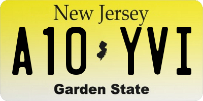 NJ license plate A10YVI