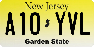 NJ license plate A10YVL