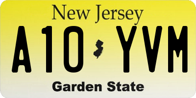 NJ license plate A10YVM