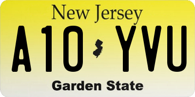 NJ license plate A10YVU