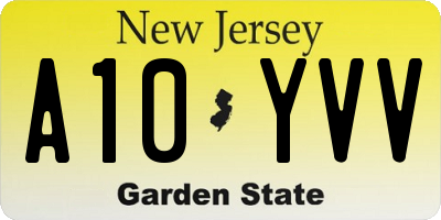 NJ license plate A10YVV